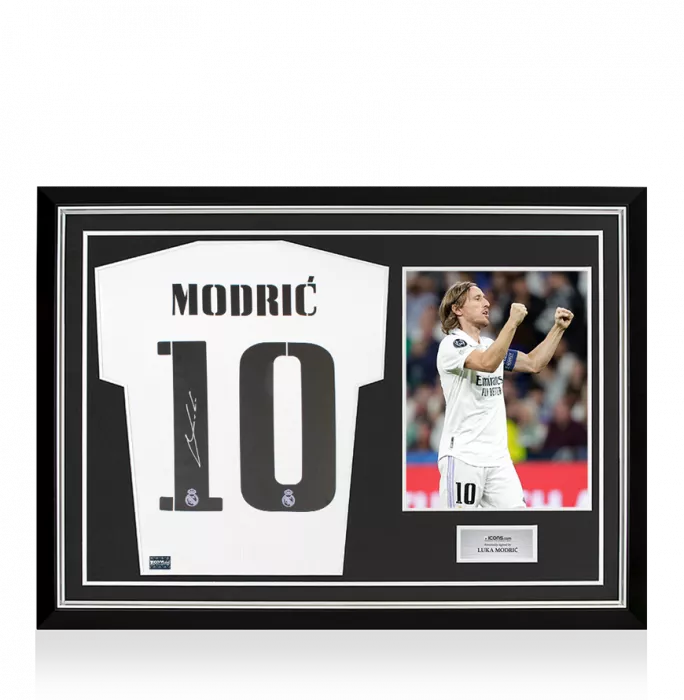 icons Luka Modric Back Signed Real Madrid 2022-23 Home Shirt In Hero Frame: Option 1