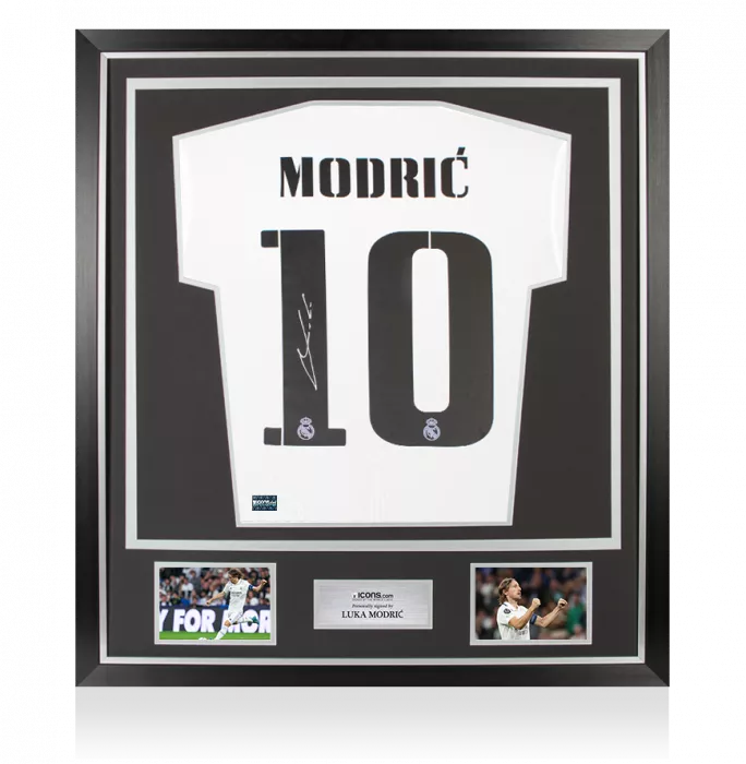 icons Luka Modric Back Signed Real Madrid 2022-23 Home Shirt In Classic Frame