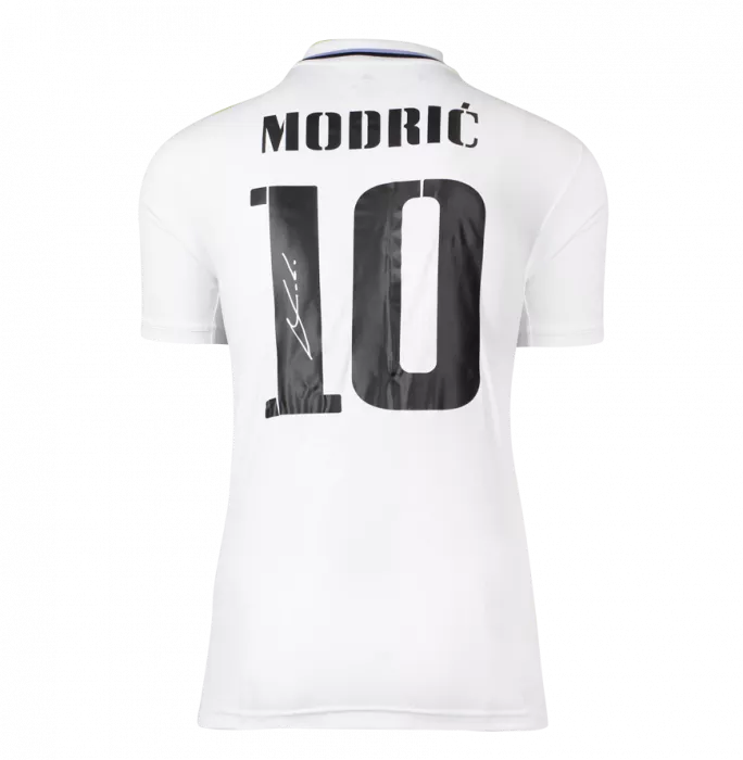 Icons Luka Modric Back Signed Real Madrid 2022-23 Home Shirt With Fan Style Numbers In Classic Frame