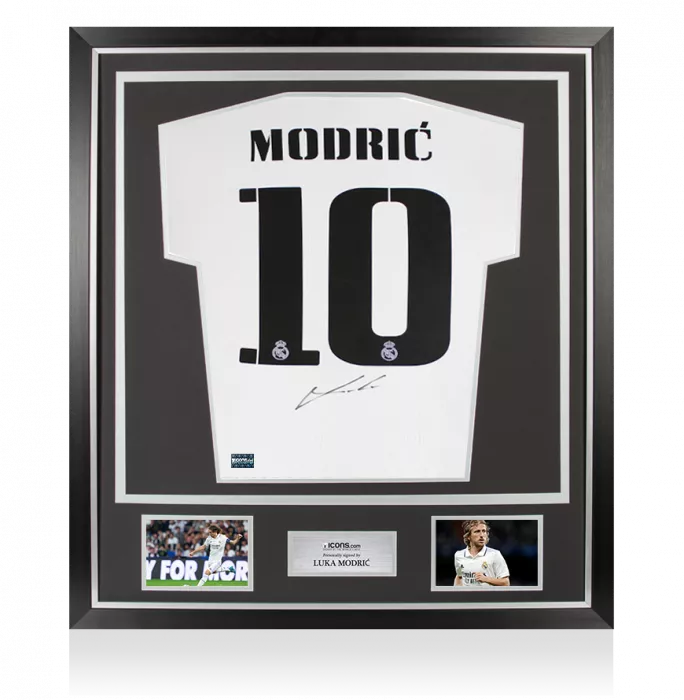 icons Luka Modric Back Signed Real Madrid 2022-23 Home Shirt In Classic Frame