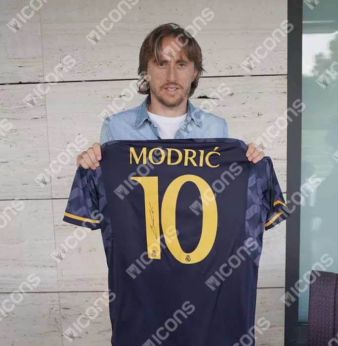 Icons Luka Modric Back Signed Real Madrid 2023-24 Away Shirt