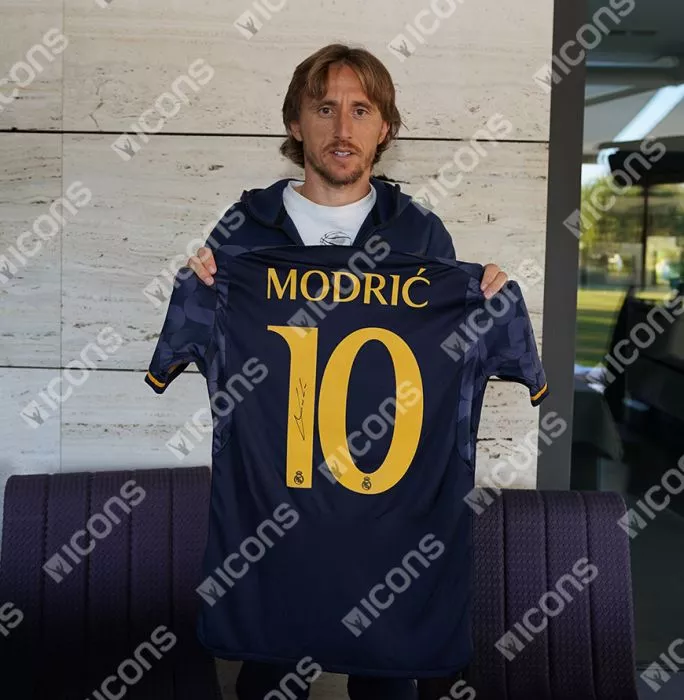 Icons Luka Modric Back Signed Real Madrid 2023-24 Away Shirt