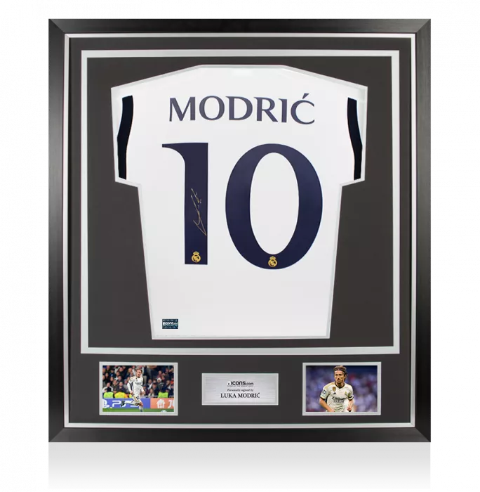 icons Luka Modric Back Signed Real Madrid 2023-24 Home Shirt In Classic Frame