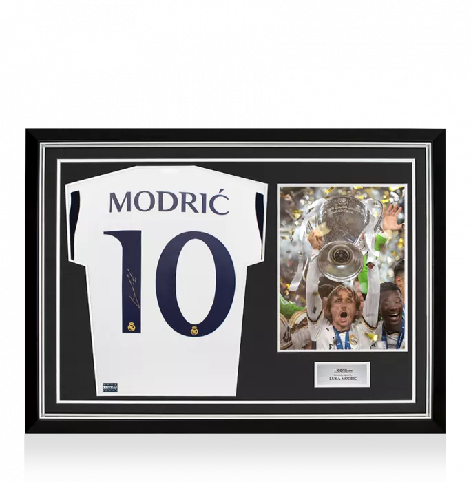 icons Luka Modric Back Signed Real Madrid 2023-24 Home Shirt In Hero Frame: Option 1