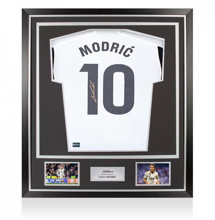 icons Luka Modric Back Signed Real Madrid 2023-24 Home Shirt In Classic Frame