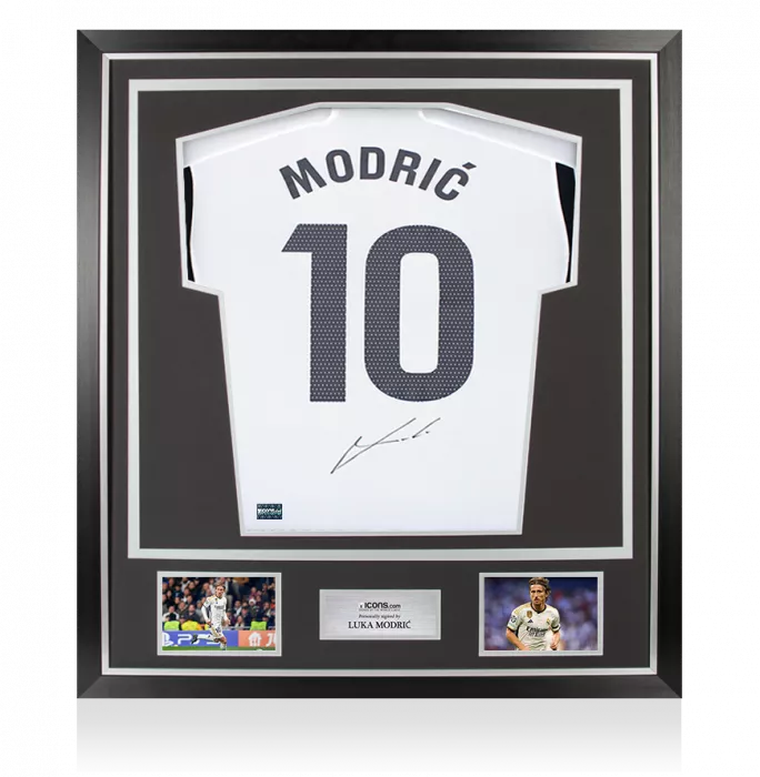 icons Luka Modric Back Signed Real Madrid 2023-24 Home Shirt In Classic Frame