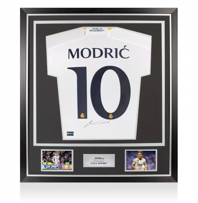 icons Luka Modric Back Signed Real Madrid 2023-24 Home Shirt In Classic Frame