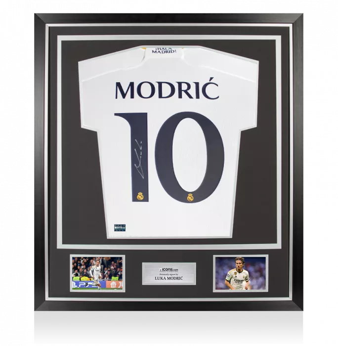 icons Luka Modric Back Signed Real Madrid 2023-24 Home Shirt In Classic Frame
