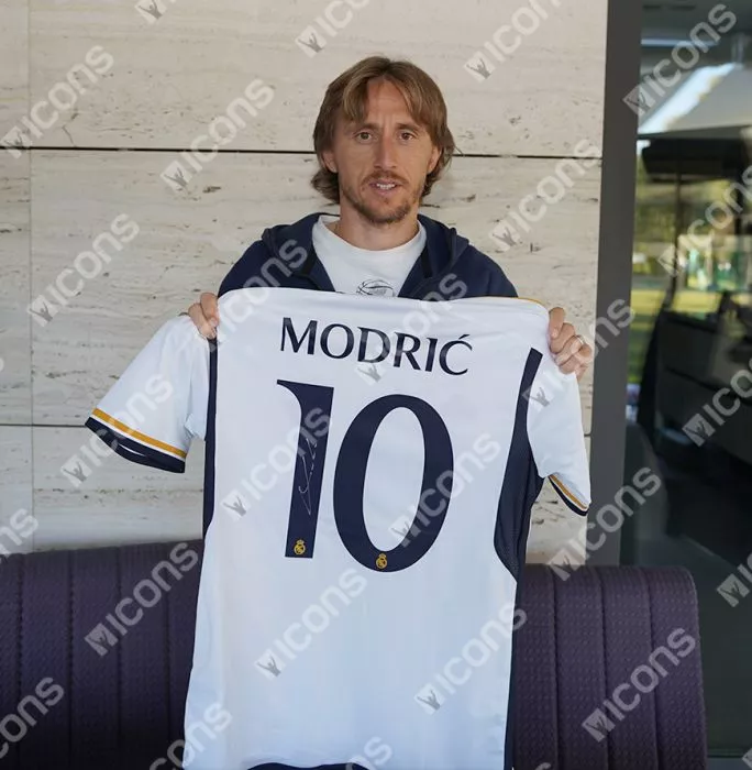 Icons Luka Modric Back Signed Real Madrid 2023-24 Home Shirt - Signed In Silver