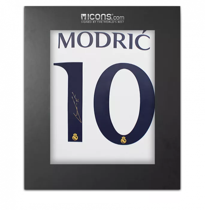 icons Luka Modric Back Signed Real Madrid 2023-24 Home Shirt In Deluxe Packaging