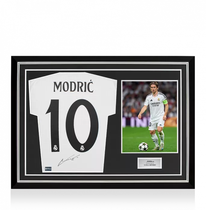icons Luka Modric Back Signed Real Madrid 2024-25 Home Shirt In Hero Frame: Option 1