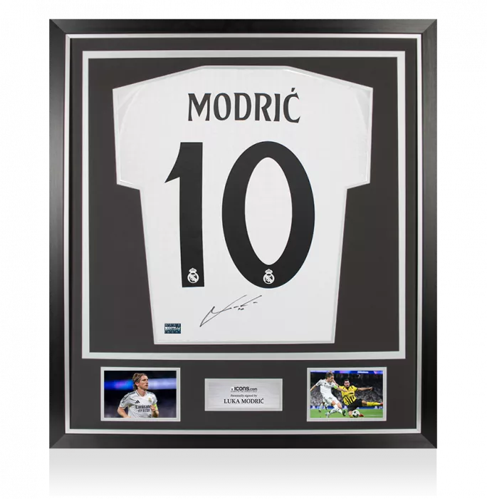 icons Luka Modric Back Signed Real Madrid 2024-25 Home Shirt In Classic Frame