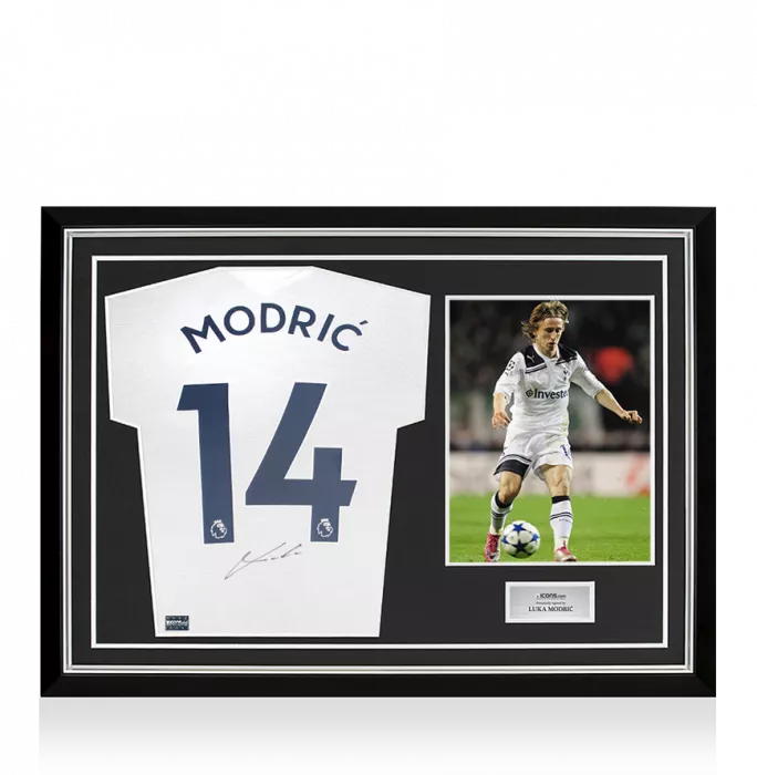 icons Luka Modric Back Signed Tottenham Hotspur 2021-22 Home Shirt In Hero Frame: Option 1