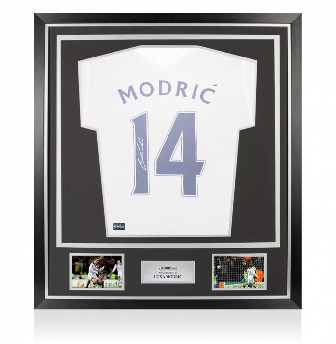 icons Luka Modric Back Signed Tottenham Hotspur 2021-22 Home Shirt With Fan Style Numbers In Classic Frame