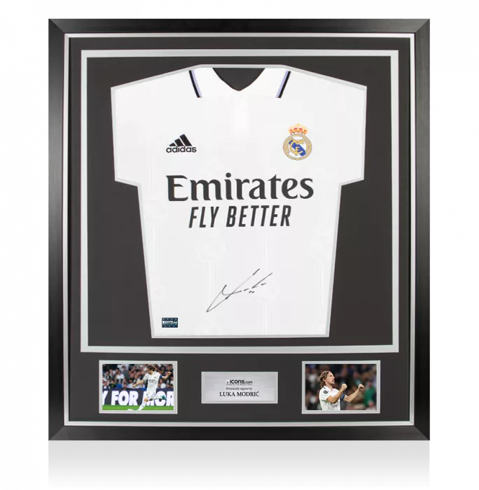 icons Luka Modric Front Signed Real Madrid 2022-23 Home Shirt In Classic Frame