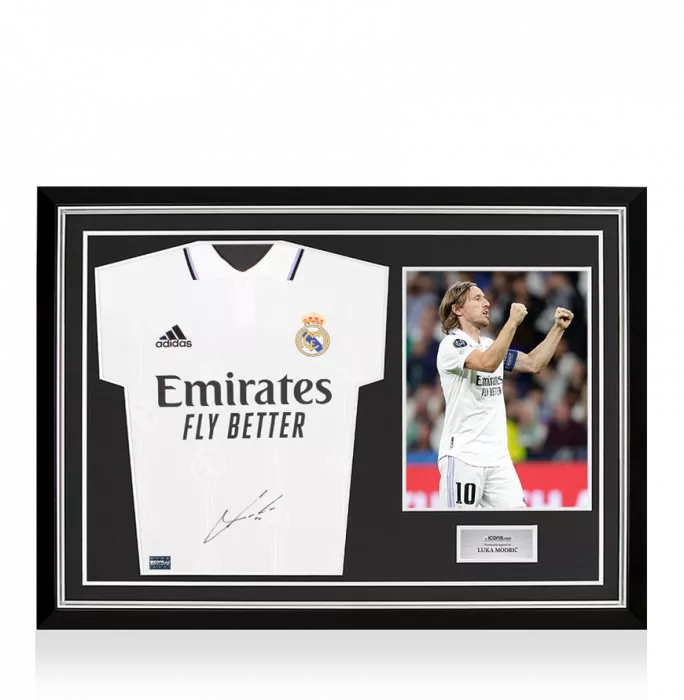 icons Luka Modric Front Signed Real Madrid 2022-23 Home Shirt In Hero Frame: Option 1
