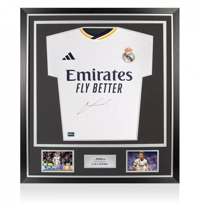 icons Luka Modric Front Signed Real Madrid 2023-24 Home Shirt In Classic Frame