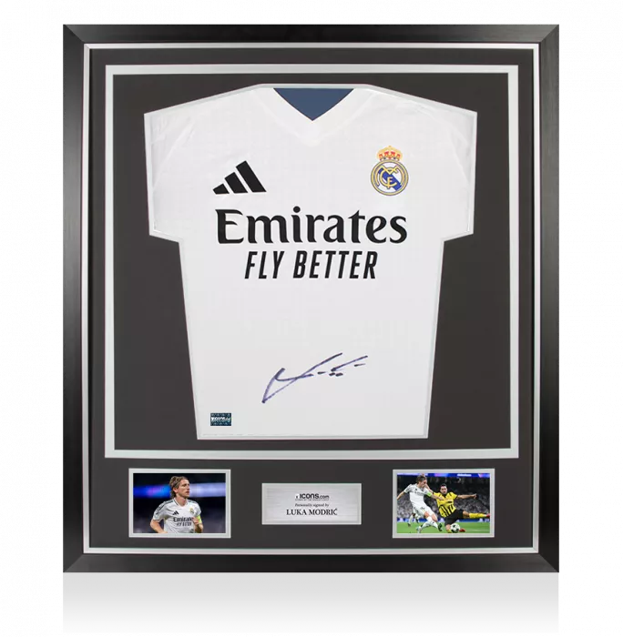 icons Luka Modric Front Signed Real Madrid 2024-25 Home Shirt In Classic Frame