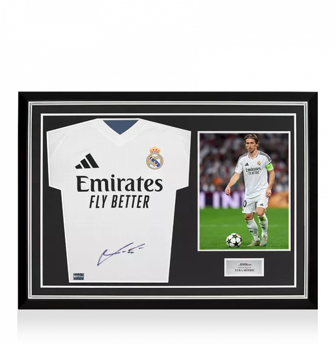icons Luka Modric Front Signed Real Madrid 2024-25 Home Shirt In Hero Frame: Option 1