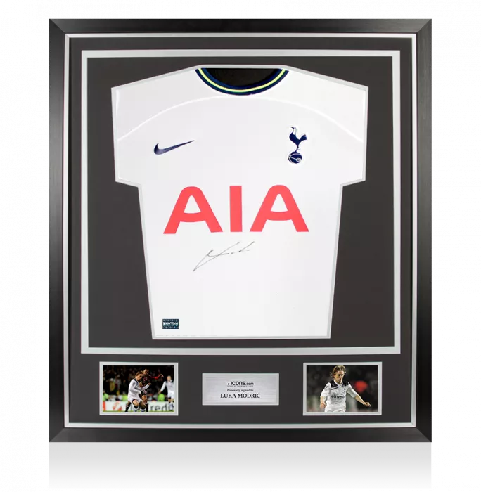icons Luka Modric Front Signed Tottenham Hotspur 2022-23 Home Shirt In Classic Frame