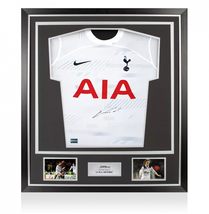 icons Luka Modric Front Signed Tottenham Hotspur 2023-24 Home Shirt In Classic Frame