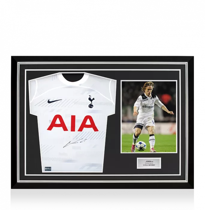 icons Luka Modric Front Signed Tottenham Hotspur 2023-24 Home Shirt In Hero Frame: Option 1