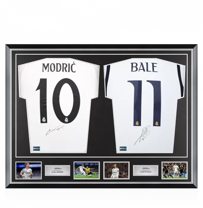 icons Luka Modric & Gareth Bale Signed Real Madrid Shirts In Classic Dual Frame