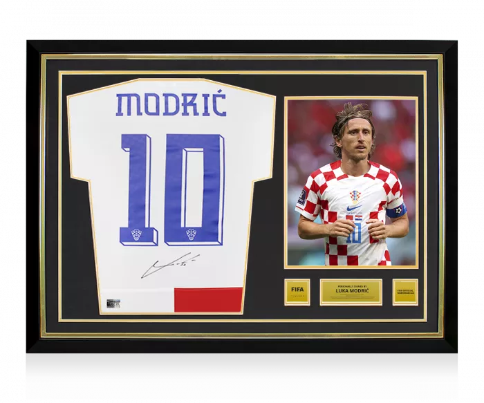 icons Luka Modric Official FIFA World Cup™ Back Signed and Hero Framed Croatia 2024 Home Shirt