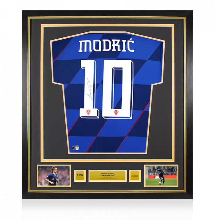 icons Luka Modric Official FIFA World Cup™ Back Signed and Framed Croatia 2024 Away Shirt
