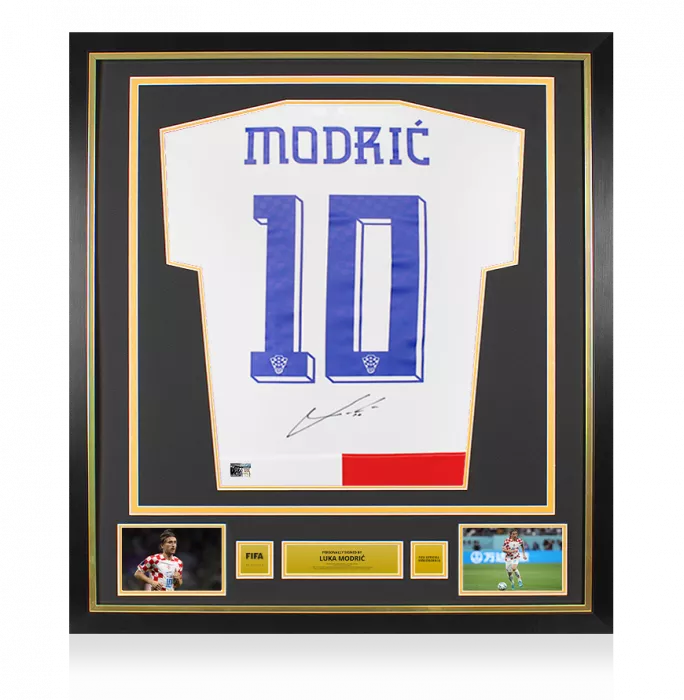 icons Luka Modric Official FIFA World Cup™ Back Signed and Framed Croatia 2024 Home Shirt