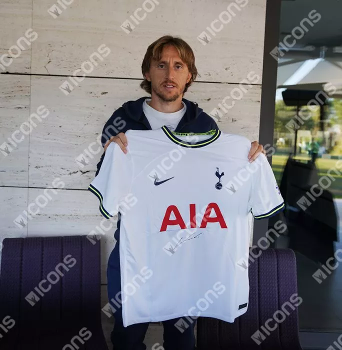 Icons Luka Modric Official Tottenham Hotspur Signed And Framed 2022-23 Home Shirt