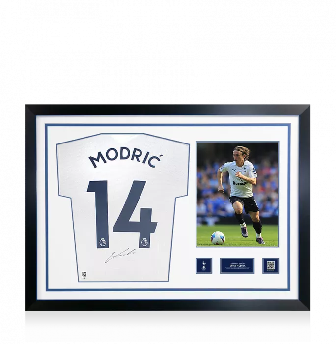 icons Luka Modric Official Tottenham Hotspur Signed and Framed 2021-22 Home Shirt