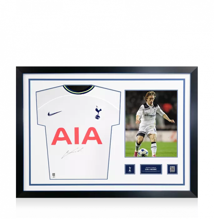 icons Luka Modric Official Tottenham Hotspur Signed and Framed 2022-23 Home Shirt
