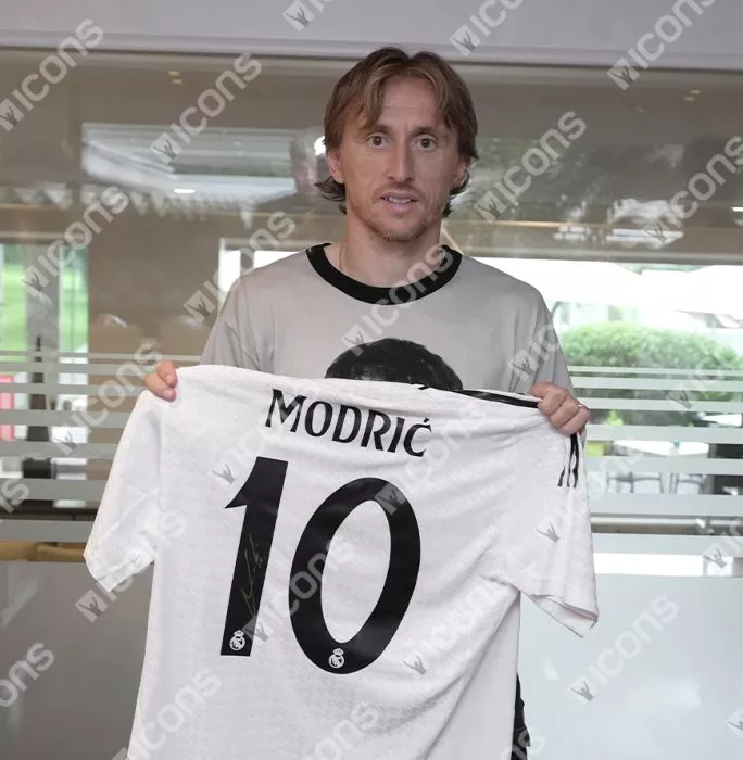 Icons Luka Modric Official UEFA Champions League Back Signed And Framed Authentic Real Madrid 2024-25 Home Shirt