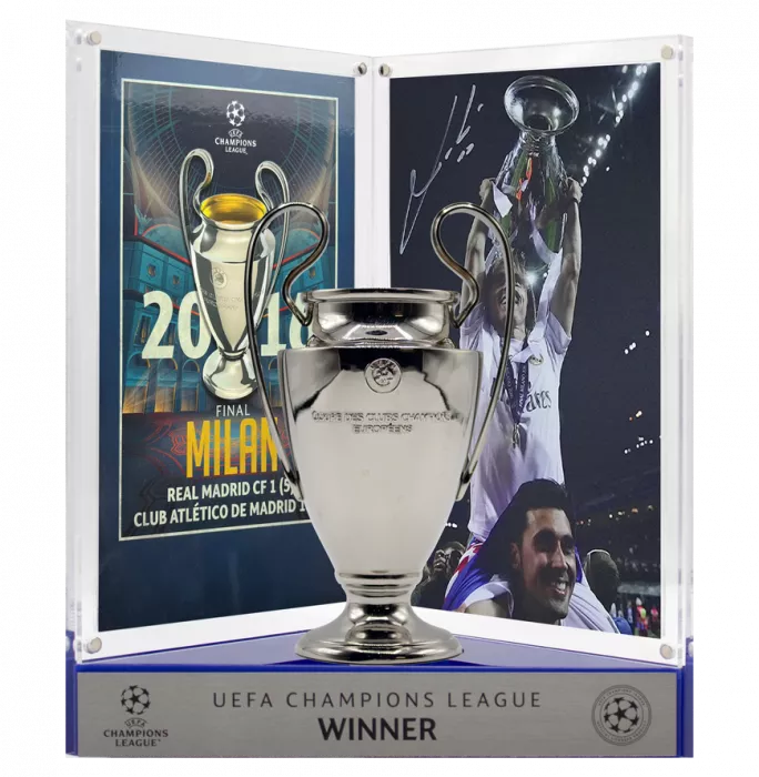 icons Luka Modric Official UEFA Champions League Signed 3D Mini Replica Trophy on Stand: 2016 Winner