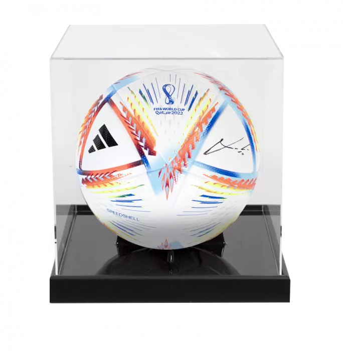 icons Luka Modric Signed 2022 FIFA World Cup Football In Acrylic Case