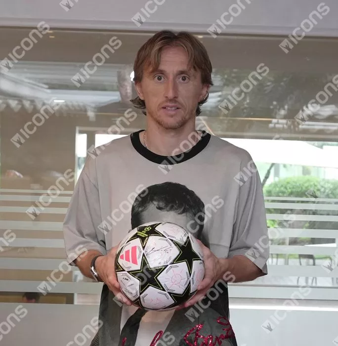 Icons Luka Modric Signed 2024 UEFA Champions League Football In Acrylic Case