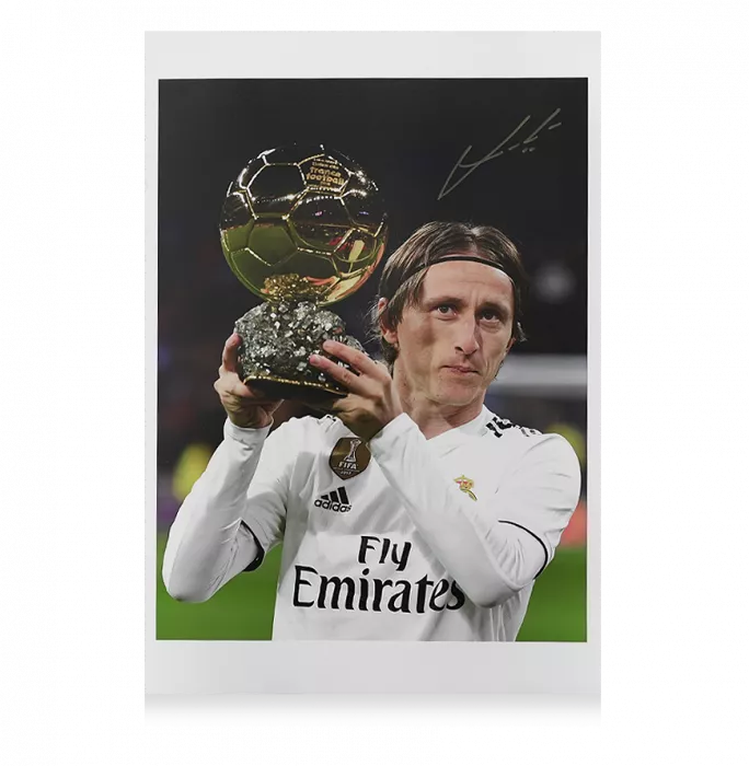 Icons Luka Modric Signed Ballon D'Or Winner Photo In Black Wooden Frame