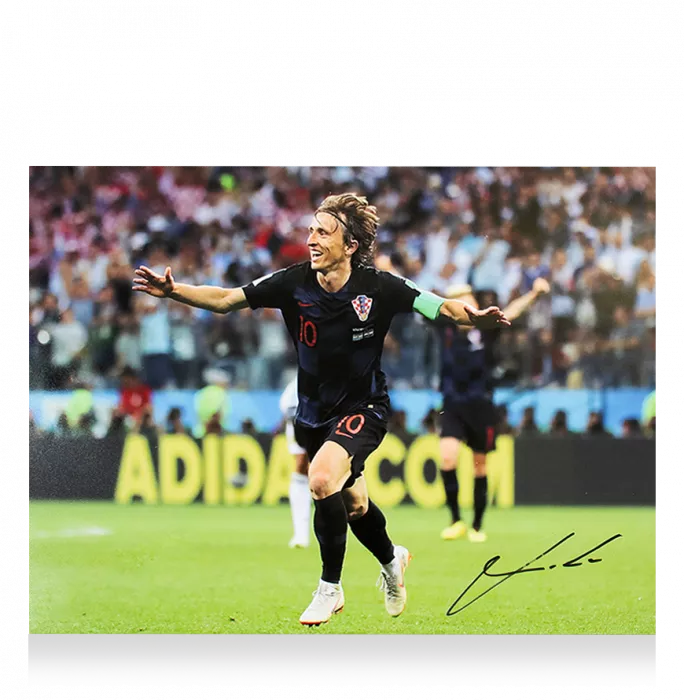 Icons Luka Modric Signed Croatia Photo In Black Wooden Frame: Goal Vs Argentina