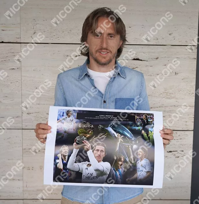 Icons Luka Modric Signed Montage Print: 2018 Ballon D'Or Winner