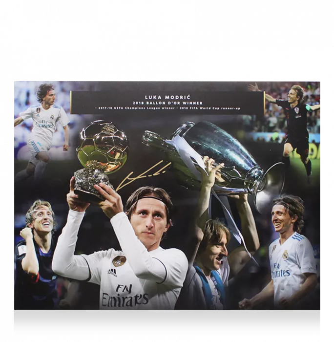 icons Luka Modric Signed Montage Print: 2018 Ballon d'Or Winner