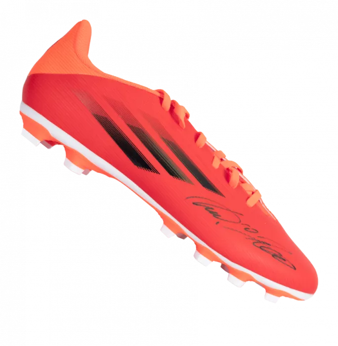 Icons Lukas Podolski Official UEFA Europa League Signed Red Adidas X.4 Boot In Acrylic Case
