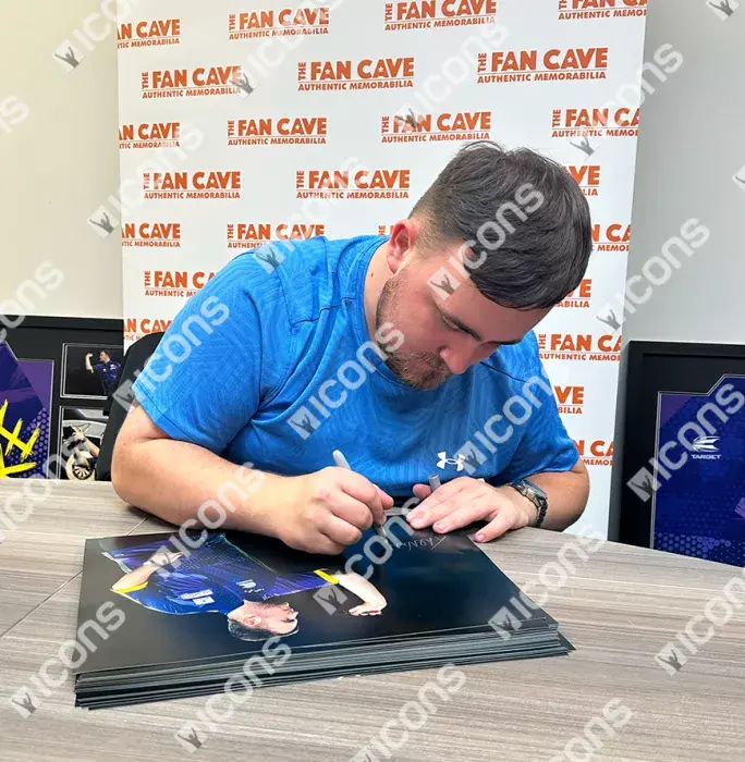 Icons Luke Littler Signed Photo In Black Wooden Frame