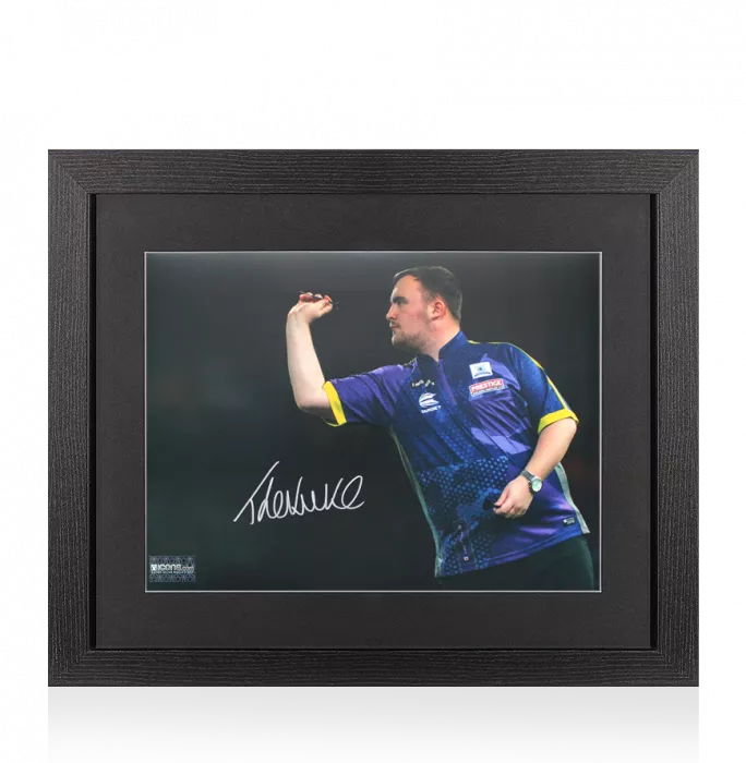 icons Luke Littler Signed Photo In Black Wooden Frame