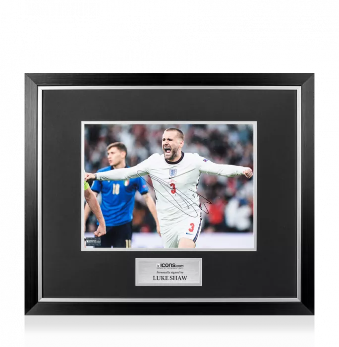 icons Luke Shaw Signed England Photo In Premium Photo Frame