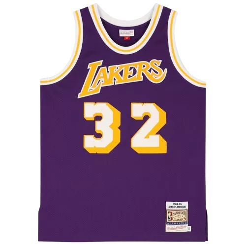 Icons Magic Johnson Signed And Framed Los Angeles Lakers Purple Mitchell & Ness Authentic Jersey