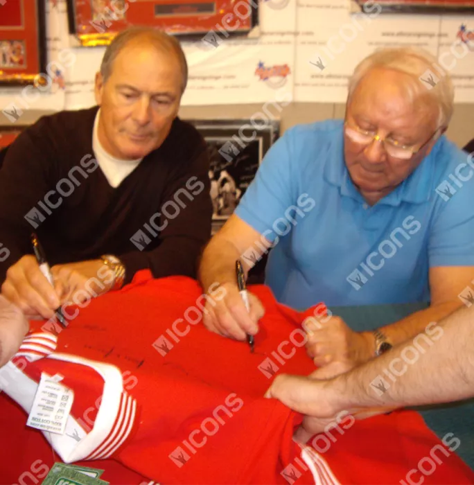 Icons Manchester United Squad Signed 1977 Home Shirt: Signed By Six