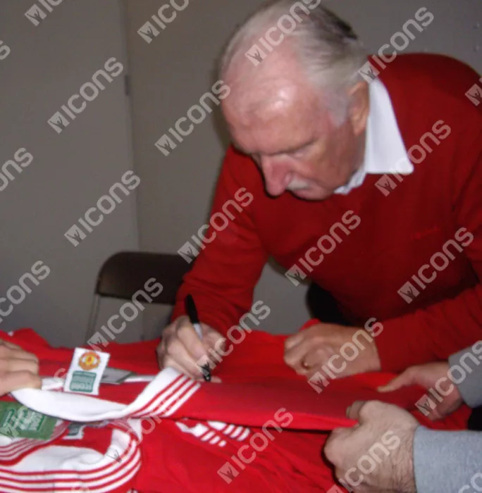 Icons Manchester United Squad Signed 1977 Home Shirt: Signed By Six
