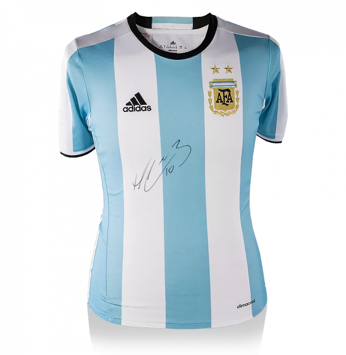 icons Manuel Lanzini Front Signed Argentina 2017 Home Shirt