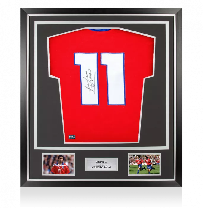 icons Marcelo Salas Back Signed Chile 1998 Home Shirt In Classic Frame